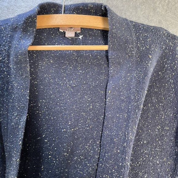 J Jill Cardigan Womens Medium Blue Speckled Duster One Button Botanical Boho - Picture 7 of 10